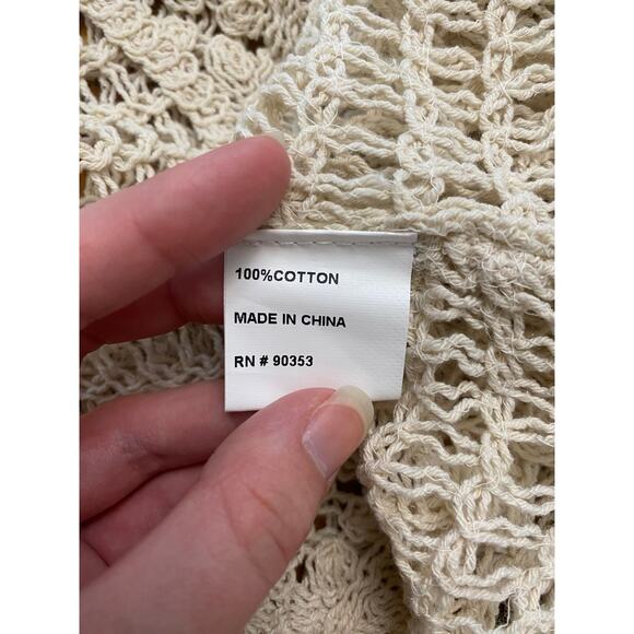 Rebellion Crochet Vest Small Sunflower Embroidered Button Front 100% Cotton Boho - Picture 8 of 8